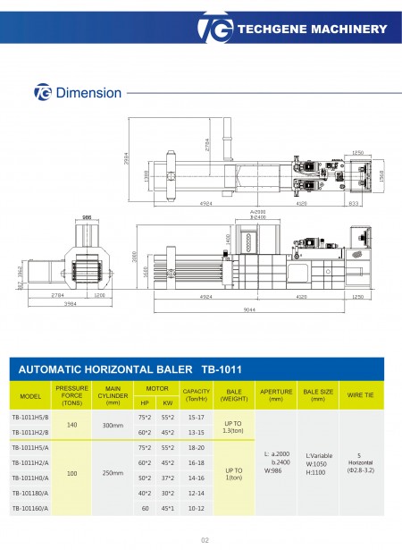 Prensa de enfardamento horizontal automática série TB-1011.