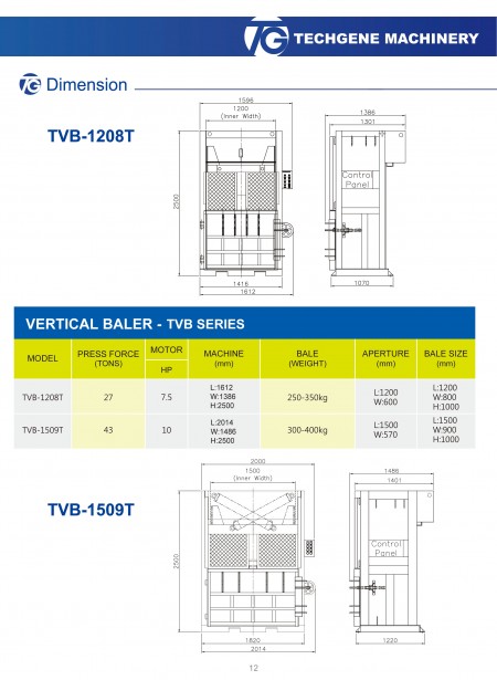 Prensa de embalaje vertical para residuos serie TVB.