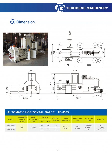 Baling Tekan Horizontal Otomatis Seri TB-0505