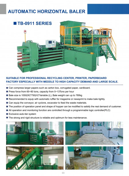 Automatic Horizontal Baling Press TB-0911 Series